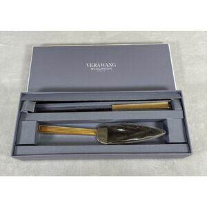 NIB Vera Wang With Love Cake Knife And Server Stainless Gold Silver #40019718